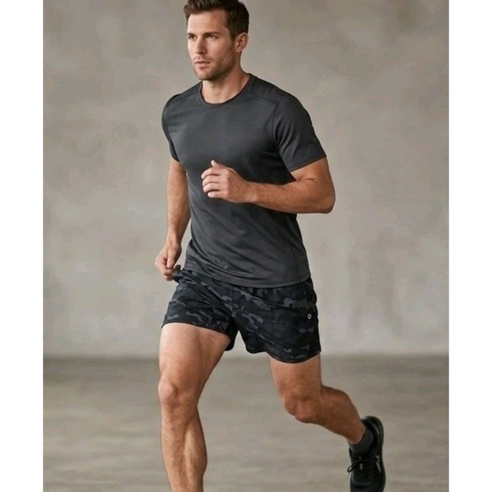 Rbx Men's L Blue Grey Camo Running Shorts Mesh Side Panels Activewear Workout